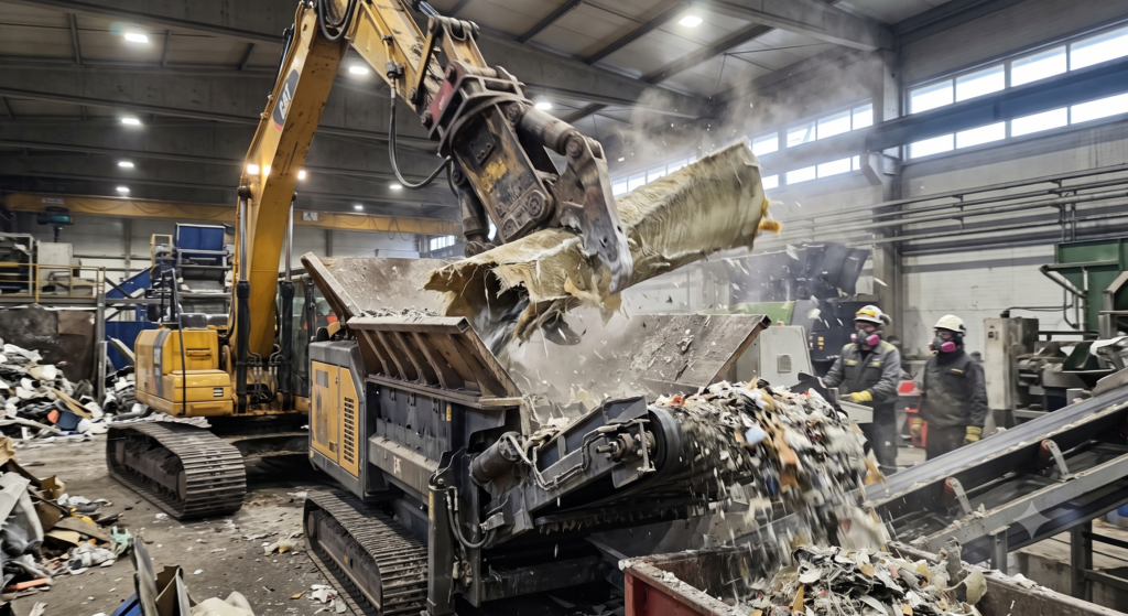 Recykling turbin w skupie złomu.